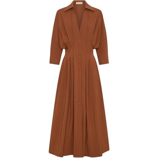 Nicholas abito midi lanae plissettato con bottoni - arancione