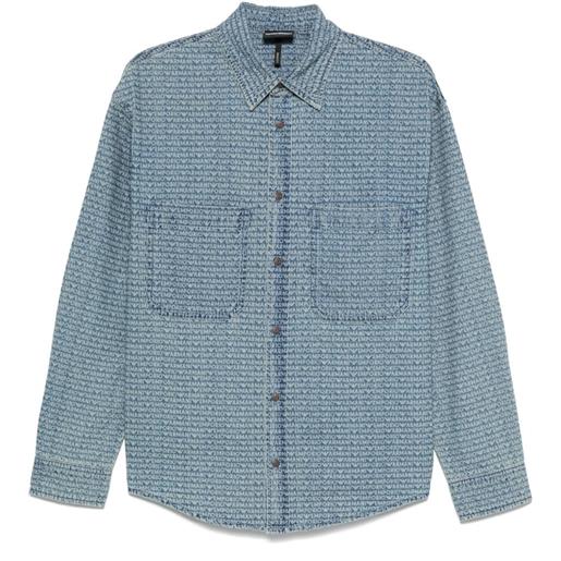 Emporio Armani camicia denim con stampa logo - blu