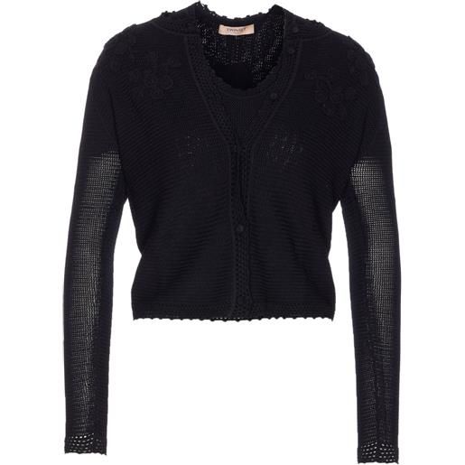 TWINSET maglione con ricamo a fiori - nero