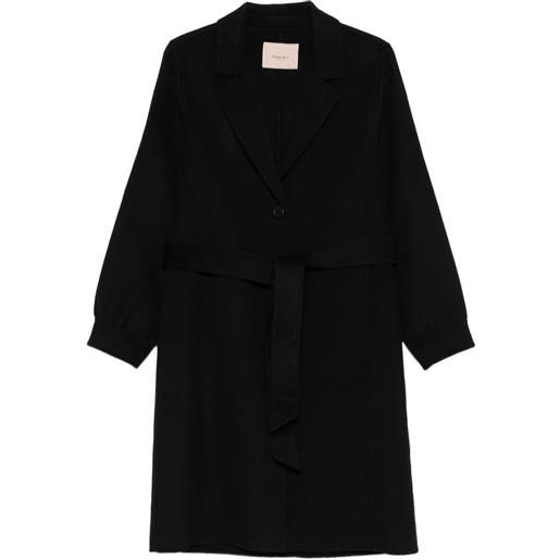 TWINSET cappotto con cintura e revers - nero