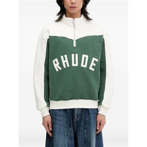 RHUDE felpa con design color-block e mezza zip - verde