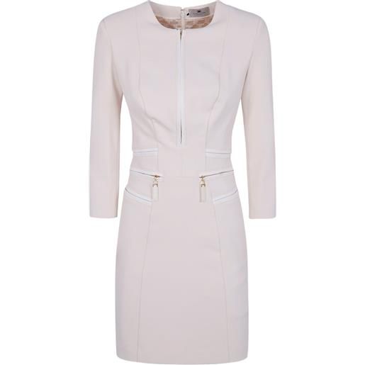 Elisabetta Franchi abito midi con zip - bianco