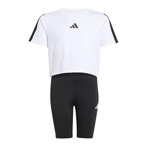 adidas bambina train essentials 3-stipes t-shirt set, white/black, 11-12 years