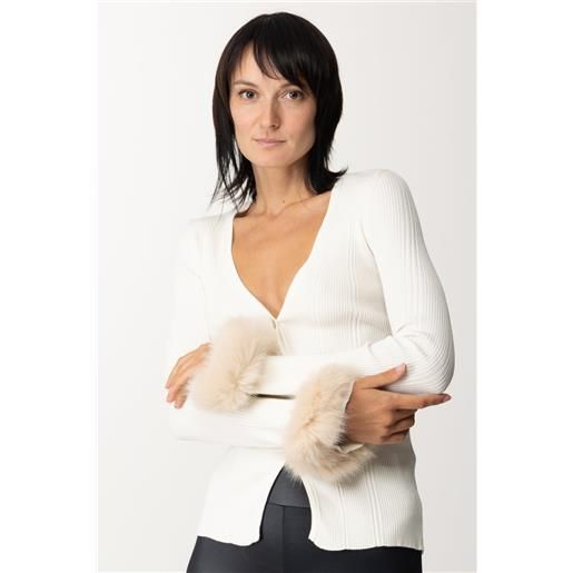 Simona Corsellini cardigan con inserti in pelliccia donna a23cpcre01