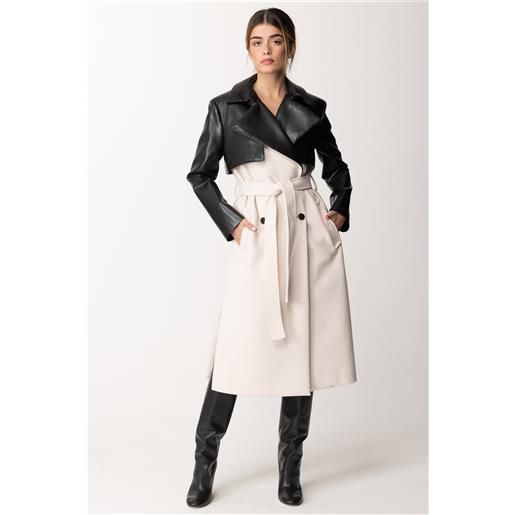 Simona Corsellini trench ecopelle bicolore doppiopetto donna a23cpth001