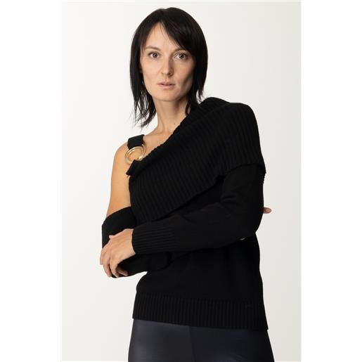 Simona Corsellini maglia monospalla con gioiello donna a23cpmgo05