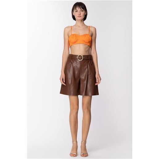 Simona Corsellini bermuda in ecopelle con cintura donna p23cpsh002