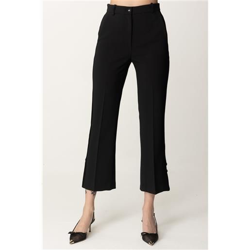 Elisabetta Franchi pantaloni smoking alla caviglia con bande in raso donna pa08651e2