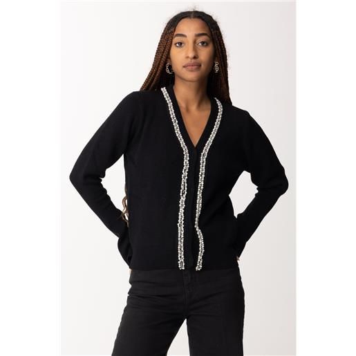 Gaëlle Paris cardigan corto con strass e perline donna gbdm20412