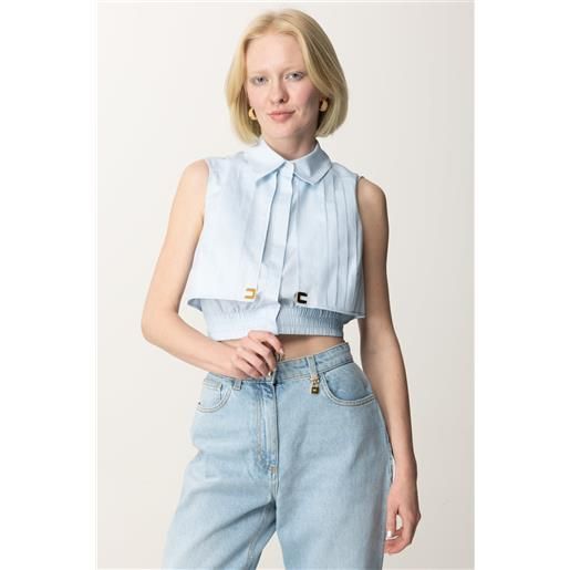 Elisabetta Franchi camicia crop in popeline con mantellina donna ca05351e2