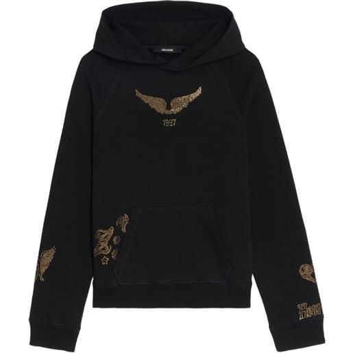 Zadig&Voltaire felpa con cappuccio e strass - nero