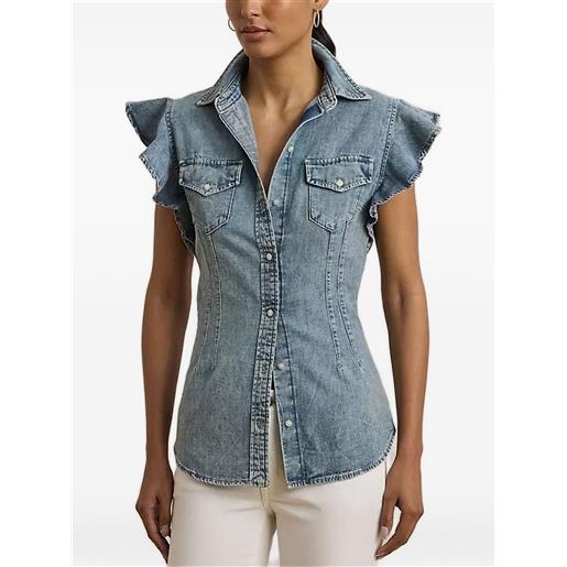 Lauren Ralph Lauren blusa denim con ruches