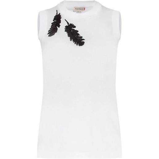 Alexander McQueen canotta con ricamo - bianco