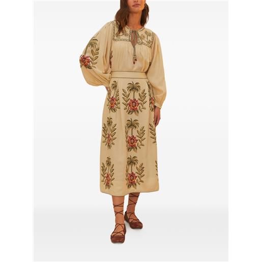 FARM Rio blusa tropical flower con ricamo - toni neutri