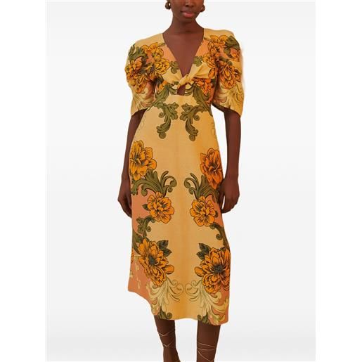 FARM Rio chemisier midi a fiori - arancione