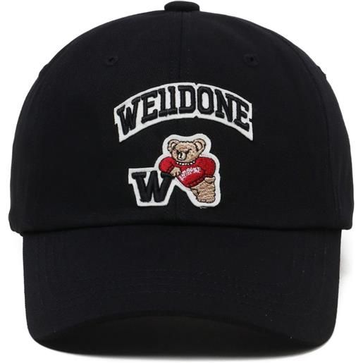 We11done cappello da baseball con ricamo bear - nero
