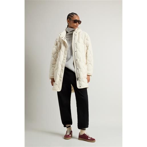 Woolrich donna giacca a mantella heritage in microfibra con cappuccio rimovibile bianco taglia xxs