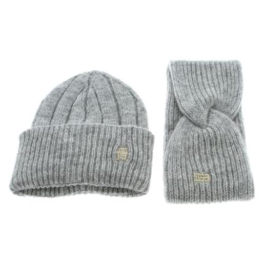 Tommy hilfiger gp th timeless beanie + headband, donna, medium grey heather, os