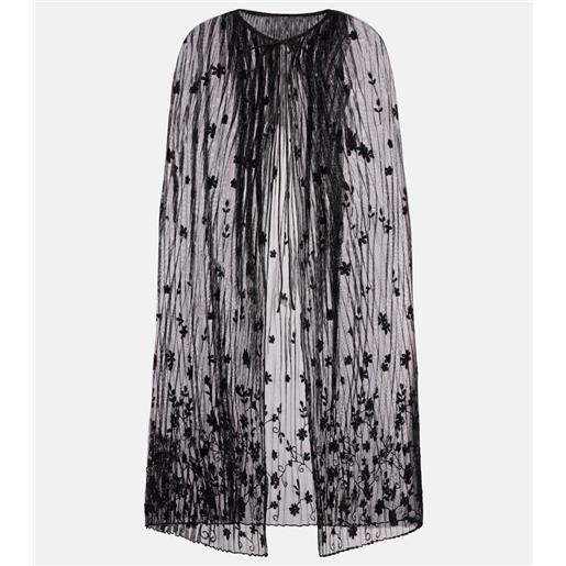 Toteme mantella in tulle plissã© con ricamo floreale