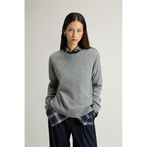 Woolrich donna maglia girocollo in misto lana vergine e cashmere grigio taglia xxs