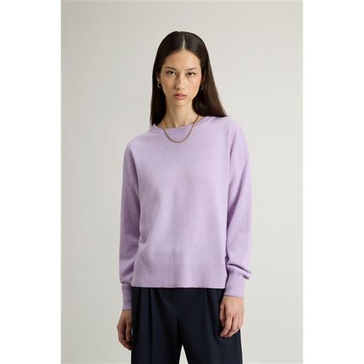 Woolrich donna maglia girocollo in misto lana vergine e cashmere lilla taglia xxs