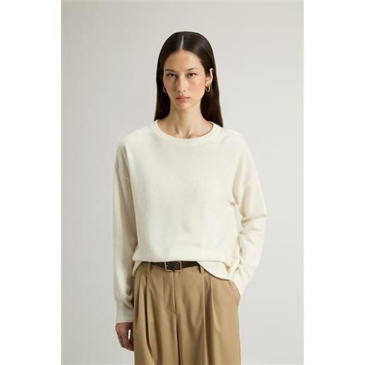 Woolrich donna maglia girocollo in misto lana vergine e cashmere bianco taglia xxs