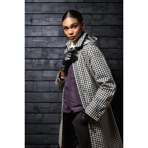Woolrich donna trench tinto in filo in tessuto a tre strati con cappuccio grigio taglia xxs