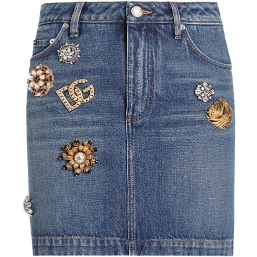 Dolce & Gabbana minigonna denim con decorazione - blu