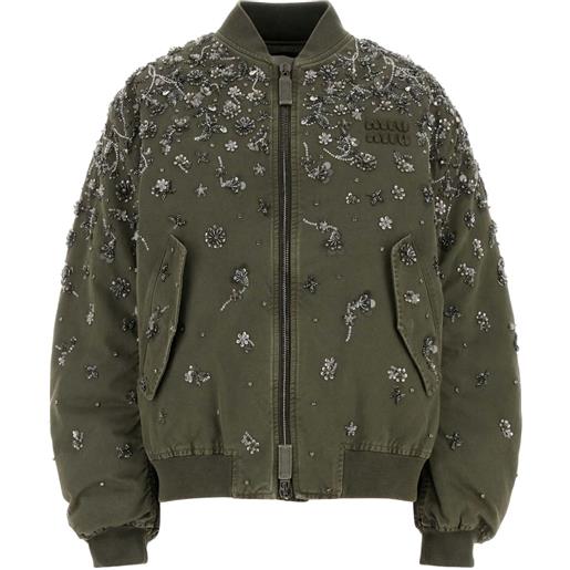 Miu Miu bomber in gabardine - verde