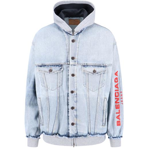 Balenciaga giacca denim con cappuccio - blu
