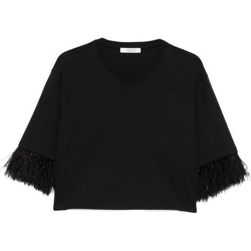 Dorothee Schumacher top in cotone con bordo di piume - nero