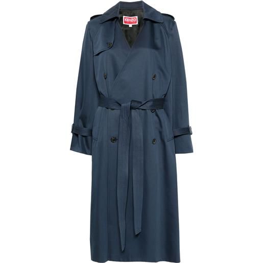 Kenzo trench doppiopetto con cintura - blu