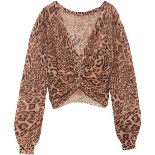 TWINSET maglione con stampa leopardata - marrone
