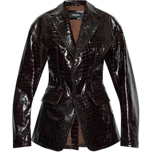 DSQUARED2 blazer con effetto coccodrillo - marrone