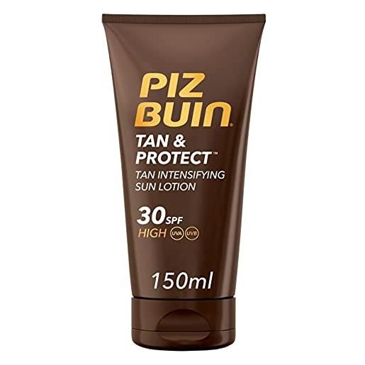 PIZ BUIN tan & protect lozione solare intensificatore dell'abbronzatura spf 30, crema solare 30 abbronzante corpo con illumitone, protezione solare 30 con efficaci filtri uva/uvb, 150 ml