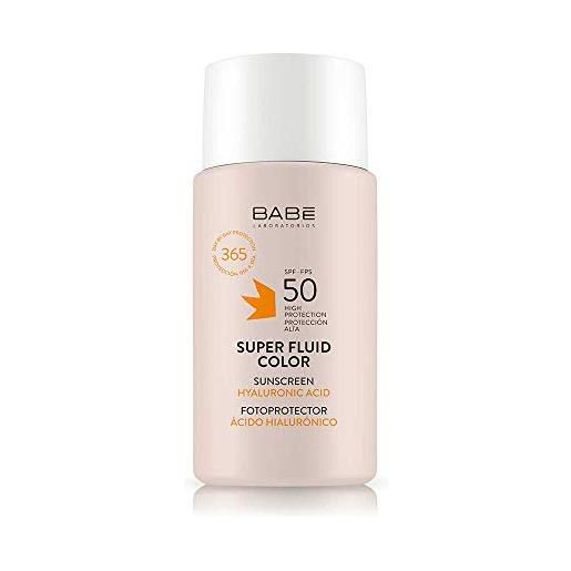 LABORATORIOS BABE laboratori bambino - super fluid color fotoprotector spf 50 | crema solare viso con colore | resistente all'acqua | tutti i tipi di pelle | fotoinvecchiamento | protezione solare | 50 ml