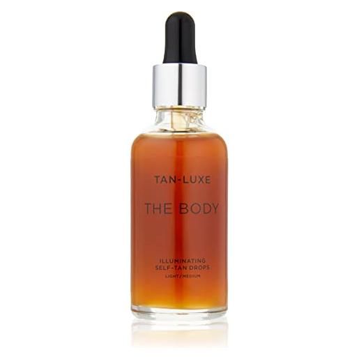TAN-LUXE the body gocce autoabbronzanti, medie (50 ml) aggiungi gocce abbronzanti alla cura della pelle per un'abbronzatura del corpo personalizzata, cruelty free e vegana