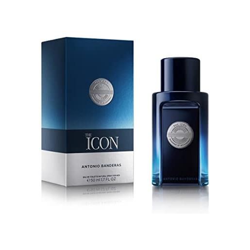 Banderas the icon, eau de toilette spray per uomo, frangranza ambra legnosa, 50 ml