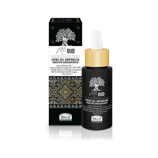 Helan, m oud - siero viso collo contorno occhi gel fresco lenitivo, contorno occhi antirughe occhiaie e borse, prodotto skincare illuminante antiage con retinolo viso valido come dopobarba uomo, 30 ml