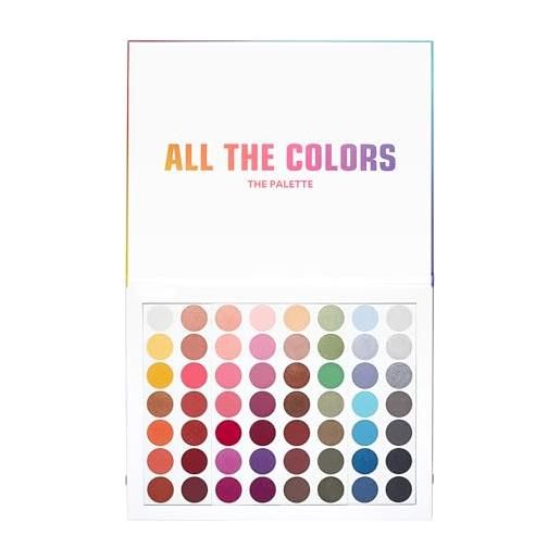 3ina makeup - all the colors palette - multicolore - ombretti con tonalità a lunga durata - ombretto multiclore con 56 tonalità effetto glitter opaco satinato & metallico - vegan - cruelty free