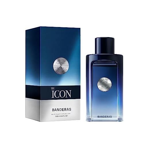 Banderas the icon, edt per uomo, lunga durata, fragranza maschile, elegante, con personalità, note legnose ambrate, adatto da indossare nelle occasioni speciali, 200 ml