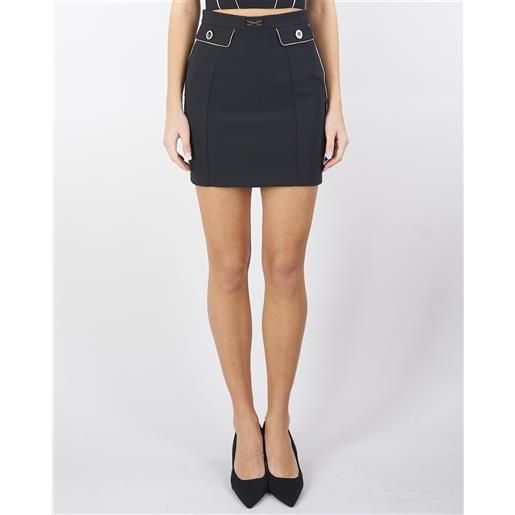 ELISABETTA FRANCHI minigonna in crêpe con piping e morsetto gioiello