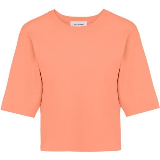 Yves Salomon t-shirt crop in maglia - arancione