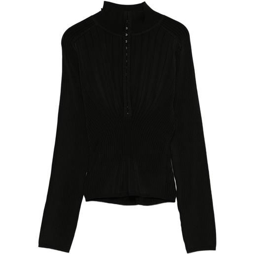 Mugler maglione a coste - nero