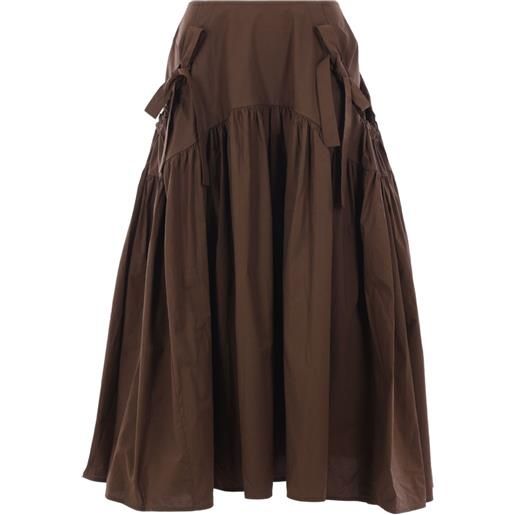 Cecilie Bahnsen gonna lunga con fiocco - marrone