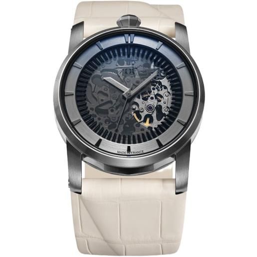 Alienwork IK Orologio Automatico Uomo Donna Nero Bracciale in Cuoio Scheletro