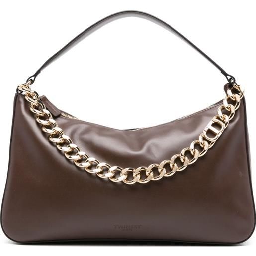 TWINSET borsa a spalla liliane media con catena - marrone