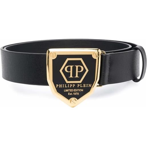 Philipp Plein cintura con placca logo - nero