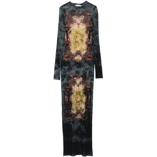 Jean Paul Gaultier abito lungo con stampa barocca - nero