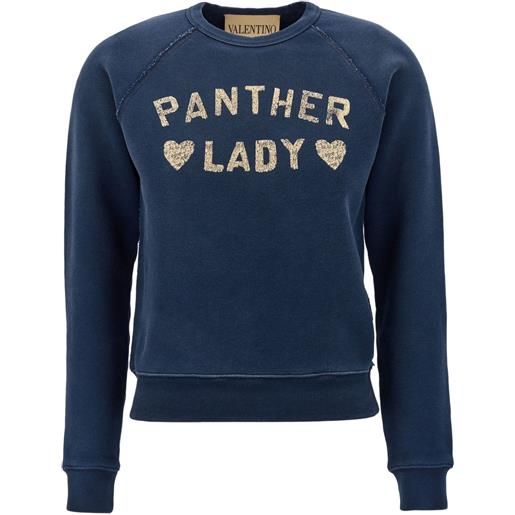 Valentino Garavani felpa girocollo con stampa panther lady - blu